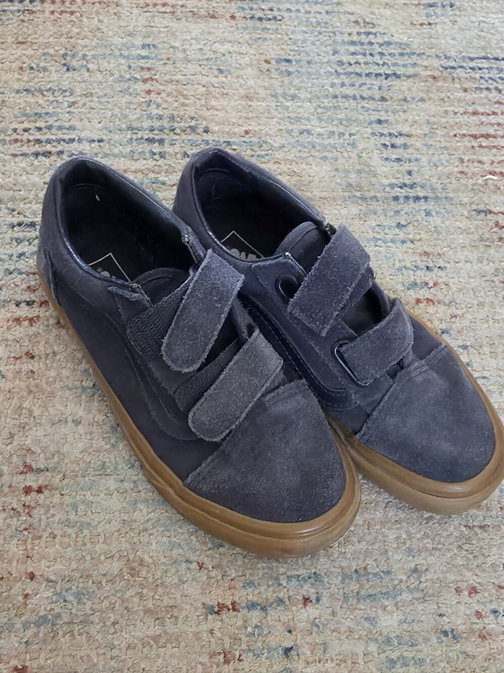 Vans Kids Navy Suede Velcro Sneakers with Gum Sole, Size 3
